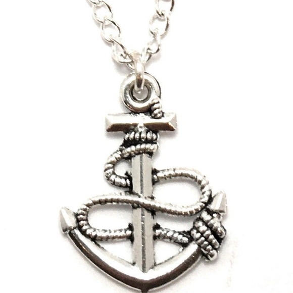 Anchor Boat Rope Necklace Sterling Silver - Picture 2 of 3